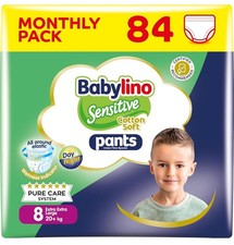 Babylino Sensitive Cotton Soft Windeln Größe 8, Pants XXL (20+ kg), 84 Stück