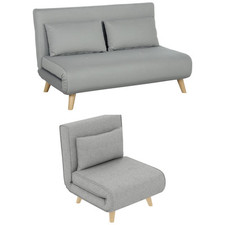 Schlafsessel, Klappbett mit Bettfunktion, Lendenkissen, für Wohnzimmer Hellgrau