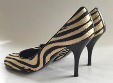 ❤️ MNG MANGO Pumps Highheels Echtleder Pony FELL Gr.38 extravagant Zebramuster