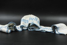 4x alte Stoff Schrankborte weiß / blau Schrankband Wäscheschrank Stickerei