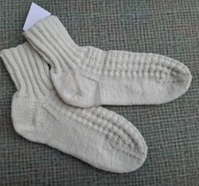 Bettsocken weiß selbstgestrickte Socken # 37 Neu Selbstgestricktes Stricksocken