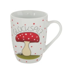 Restposten Tasse Becher Kaffeebecher Glückspilz aus Porzellan