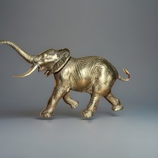 Goldener Elefant Aus Messing - 493g / Laufende Elefantenfigur Messingfigur Deko