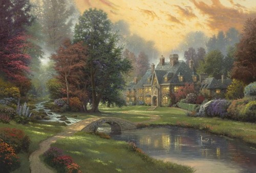 Thomas kinkade lakeside manor - kinkade,