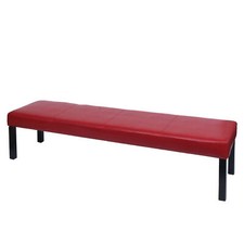 Sitzbank Polsterbank Bank M37 Kunstleder 180x43x49 cm rot glänzend, dunkle Beine