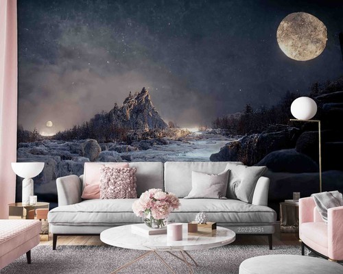 Schnee berg mond nacht wald - berg,