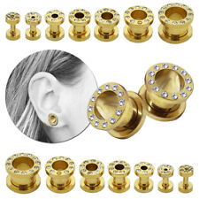 One Single Size Golden Flesh Tunnel Ohr Plug Piercing Strass zum Schrauben