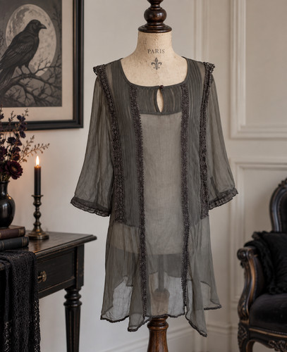 Gothic lace tunic blouse l - tunic,