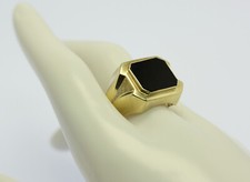 ♦♦ Siegelring in 14 kt 14k 585 er Gelb Gold mit Onix Onyx Herrenring Ring Gr. 69