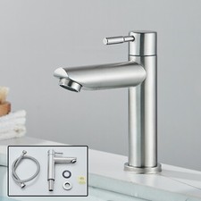 Waschtischarmatur Kaltwasserhahn Edelstahl Bad Wasserhahn Waschbecken Badarmatur