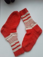 Wollsocken Herren Wintersocken Handgestrickt Gr.43-44 Geschenk RotWeiß Vatertag