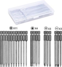 21 Stück Schraubendreher Bit Satz Lang, Torx Bit Set Magnetisch T6-T40, Hex, PH2