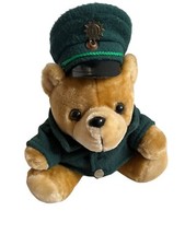 Vintage Polizei Teddybär in grüner Uniform 80er 90er Jahre Kuscheltier Sammeln