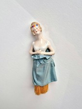 schöne alte Puppen Porzellan Figur / Half Doll Tischbürste / Thüringen Germany