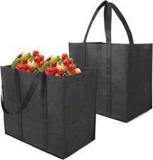 Altcompluser 2 Stück Schwarze Einkaufstasche Faltbare Große 38 * 25 * 35Cm Einka