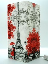 Mattiertes Glas Paris Liebe Eiffel Tischlampe Handarbeit Geschenk Decoupage Wohnkultur