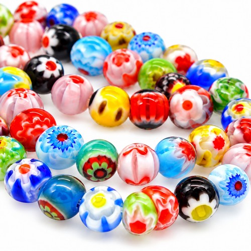 Millefiori glasperlen 10mm - millefiori,