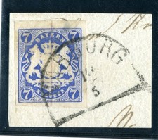 125557) Bayern Nr. 21b auf Briefstück mit Halbkreis Nabburg, gepr. Schmitt