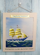Nostalgisches Blechschild - Inselpost -  Bild 26 x 30cm Segelschiff Wanddeko