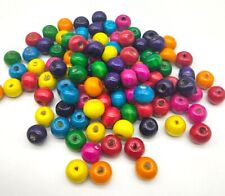 200 Holzkugeln Holzperlen 13x14mm bunt Mix speichelfest Schnullerketten basteln
