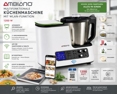 Ambiano küchenmaschine 1200w - küchenmaschine,