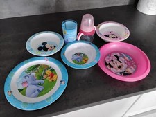 Kindergeschirr Set 7teilig Kunststoff blau und rosa u.a. Disney
