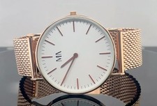 FLACHE UNISEX QUARZ  UHR   MIT MILANAISE/ MESH ARMBAND IP ROSÉGOLD# SCHMUCKJAGD