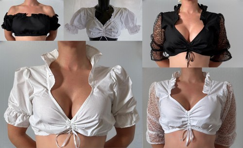 Dirndlbluse weiß schwarz - , neu