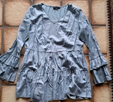 Satin Shirt Glocken Arm Tunika