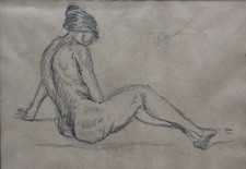 Hans Purrmann 1880-1966 „Sitzender Frauenakt“ Zeichnung
