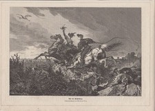 orig. Holzstich Auf der Reiherbeize - Falknerei Originalzeichnung von Wilhelm Di