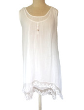 Damen Kleid Tunika Weiß Tüll