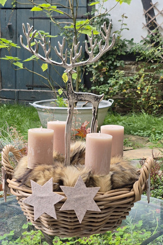 Adventskranz weidenkorb mit - adventskranz,