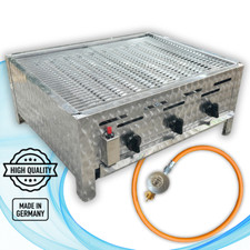 Edelstahl Gastrobräter 3 flammig Gastro Gasgrill mit Rost 10,8 kW Gas Bräter
