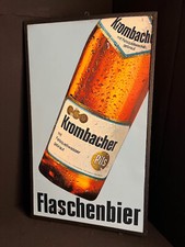 Krombacher Flaschenbier altes Blechschild im Rahmen - 70 x 40 cm - D um 1950/60