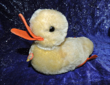 2Alte Steif- Tiere -Ente-17x14cm-und kleiner Delfin/Fisch-mit Knopf-16cm