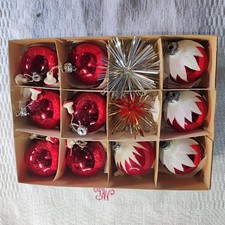 Alter Christbaumschmuck Pilze Weihnachtskugeln Beflockt Rot