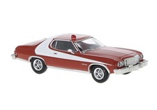 Brekina 19729 Ford Gran Torino, rot / weiss, 1976, mit Aufsetzleuchte, H0