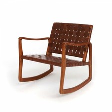 Schaukelstuhl (Teak und Leder)