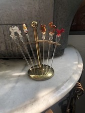 50er Jahre Vintage Cocktail Sticks Picker Bar Set Ständer Tiere 🐎