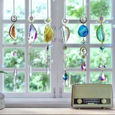 6 Sonnenfänger Suncatcher silber, Glas Prismen und echte Achate Achatscheiben