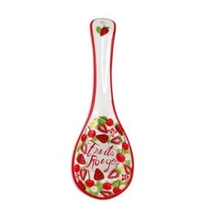 Löffelablage Keramik Ablage für Kochlöffel Kochbesteck Küchenutensilien weiß/rot