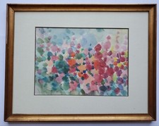 Gemälde Aquarell Tusche Blumenwiese Blumen Gerda Henning Nachlass