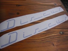 2 Stück große, blaue DISCUS- Aufkleber mit Transferfolie, ca. 42 cm lang , NEU !