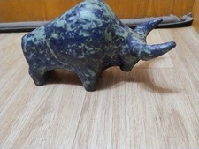 Keramik Figur Stier blau 70er