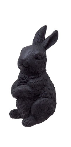 Hase sitzend schwarz beton - schwarz,