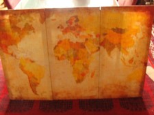 Hochwertiges Bild Leinwand ges. 120 x 80 cm Weltkarte Wandbild Bild 3-teileg TOP