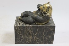Bronze Skulptur Pandabär signiert auf Marmorsockel (GV335)