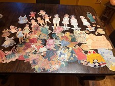 Großes Konvolut Anziehpuppen aus Papier Vintage