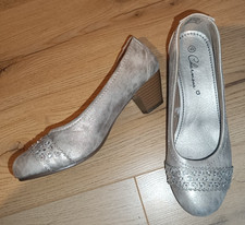Charmaaa Damen Schuhe Pumps High Heels Gr.40 silber Glitzer glänzend Sammler NEU